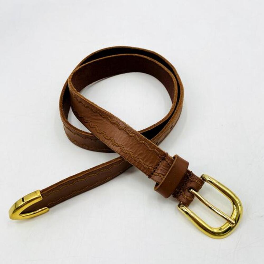 Linea Pelle Collection Brown Leather Embroidered Belt